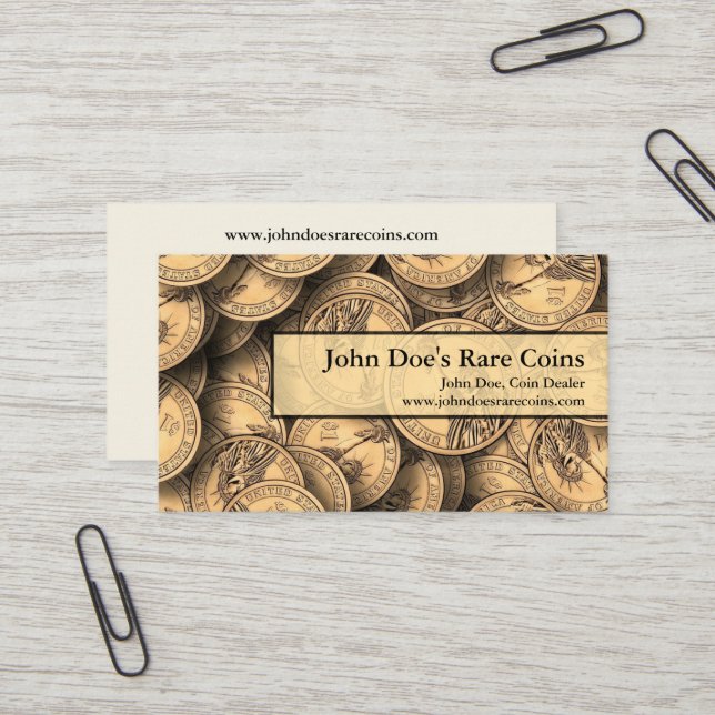 Carte De Visite Coin Dealer Business Card (Devant/Arrière en situation)