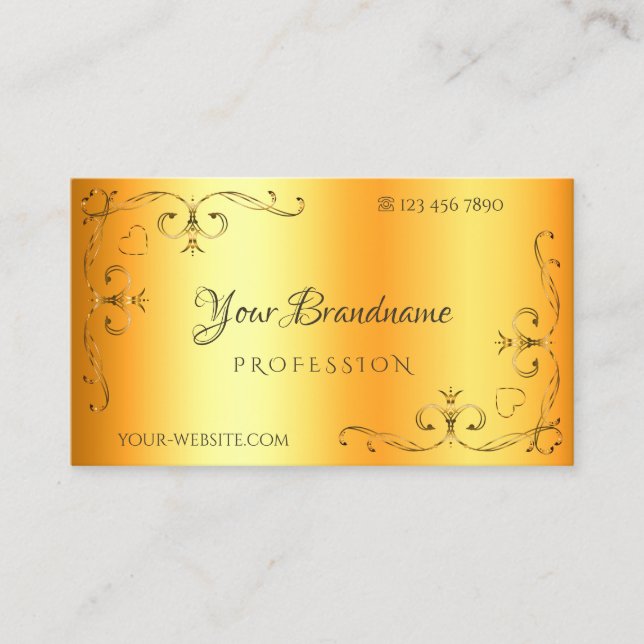 Carte De Visite Coin Orné Chimique Bordures Orange Lumineux (Devant)