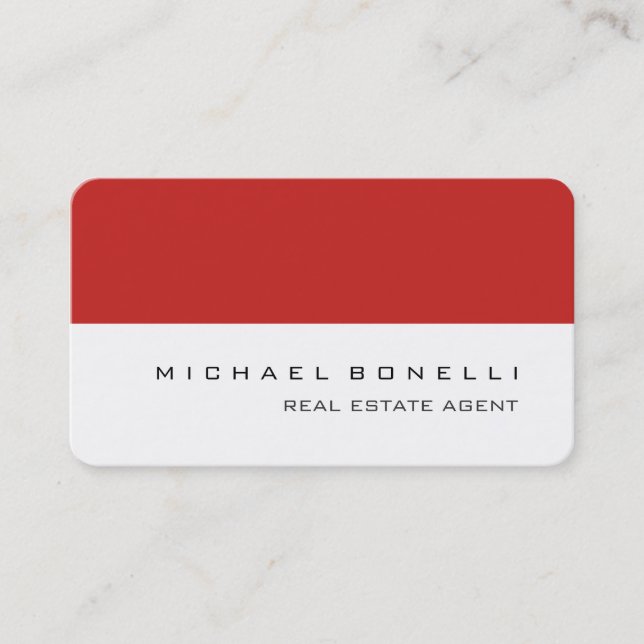 Carte De Visite Coin rond Agent immobilier blanc rouge (Devant)