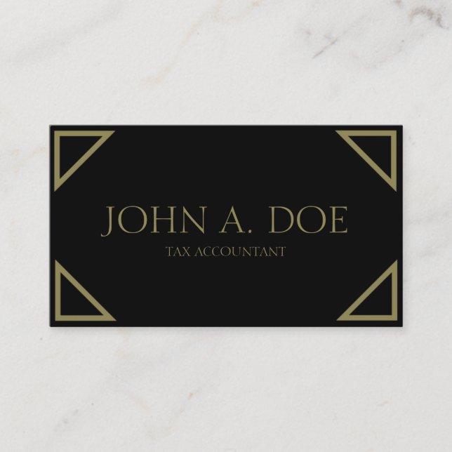 Carte De Visite Coins antiques noirs d'or de CPA de comptable (Devant)