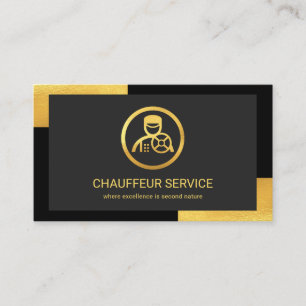 Carte De Visite Coins d'or noir élégant conduisant