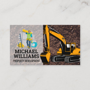 Carte De Visite Col bleu de construction Véhicule Earth Mover