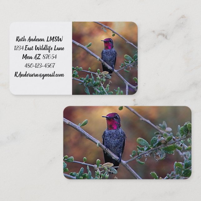 Carte De Visite Colibri au coucher du soleil (Devant / Derrière)