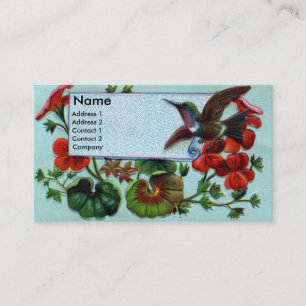 Carte De Visite Colibri et géraniums victoriens