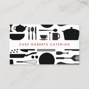 Carte De Visite Collage de cuisine noir/blanc