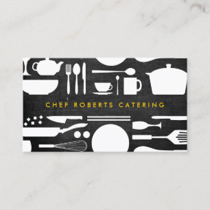 Carte De Visite Collage de cuisine sur bois noir