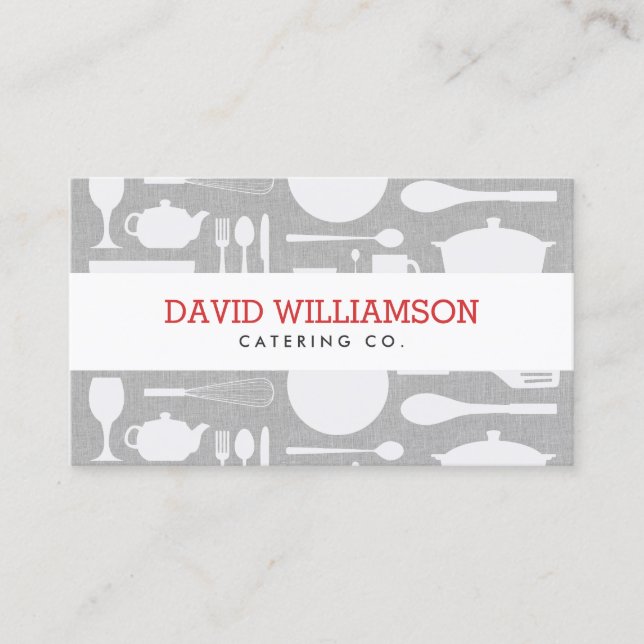 Carte De Visite Collage de cuisine sur Grey pour Chef, Restauratio (Devant)