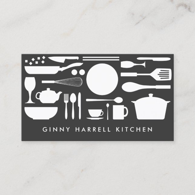 Carte De Visite Collage de cuisine sur gris foncé (Devant)