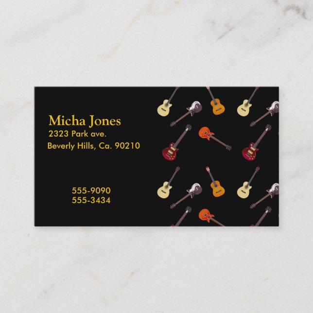 Carte De Visite Collage de guitare électrique et acoustique (Devant)