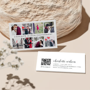 Carte De Visite Collage photo moderne   Photographe Code QR