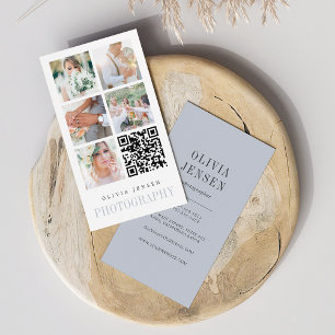 Carte De Visite Collage photo vertical   Photographe Code QR