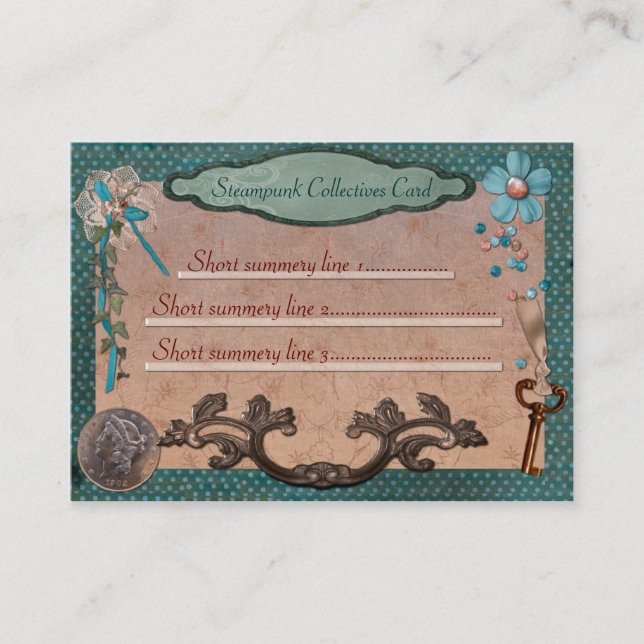 Carte De Visite Collectifs Steampunk pour les affaires Web ou loca (Devant)