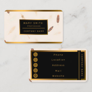 Carte De Visite Collection Boho Populaire Luxe Plumes