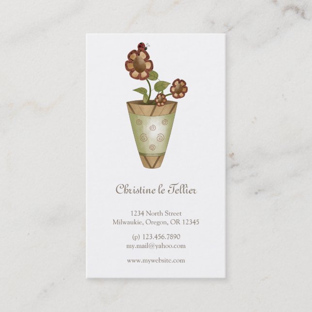 Carte De Visite Collection de jardin · Fleurs mises en pot (Devant)