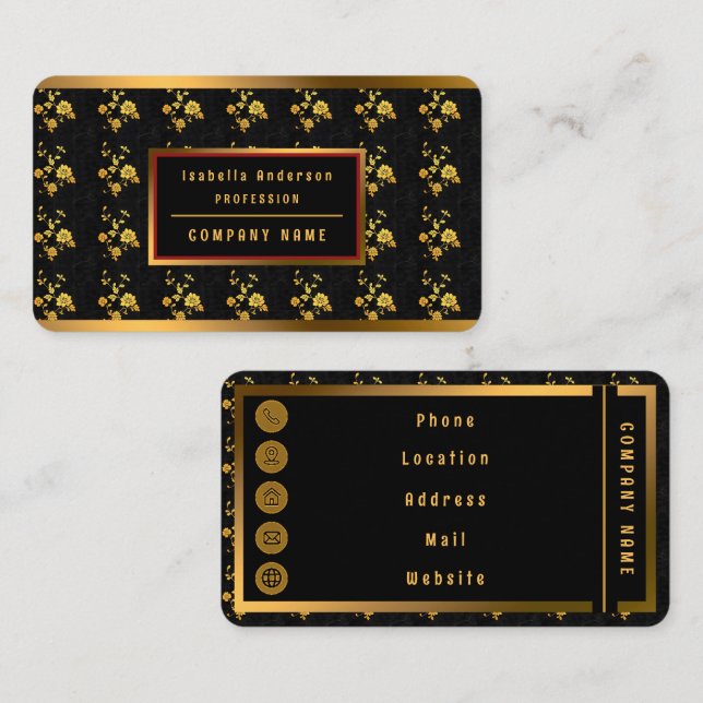 Carte De Visite Collection florale tendance luxe élégant (Devant / Derrière)