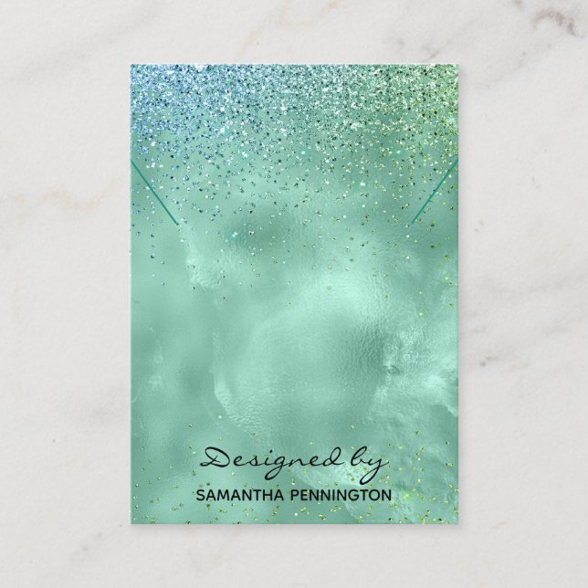 Carte De Visite Collier Afficher Parties scintillant Turquoise Fau (Devant)