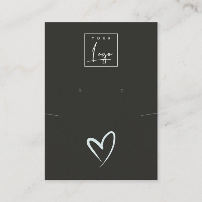 Carte De Visite Collier Coeur Bleu Noir Écran du logo (Devant)