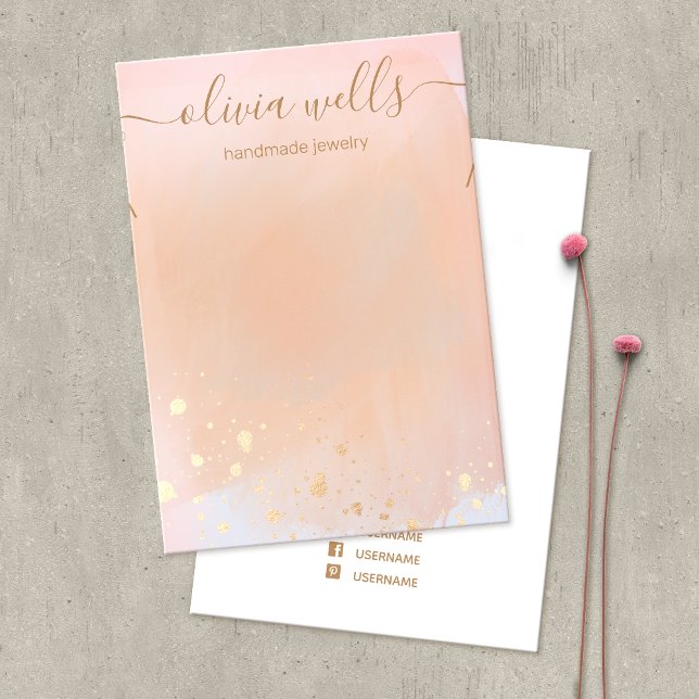 Carte De Visite Collier d'aquarelle en terre cuite or (Créateur téléchargé)