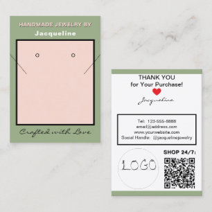 Carte De Visite Collier de perles roses Sage Logo Code QR du site 