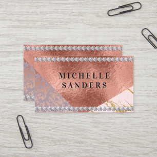 Carte De Visite Color Block Gold Marble Rose Gold Foil   Diamants
