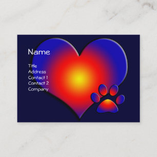 CARTE DE VISITE COLORÉ COEUR ET PAW