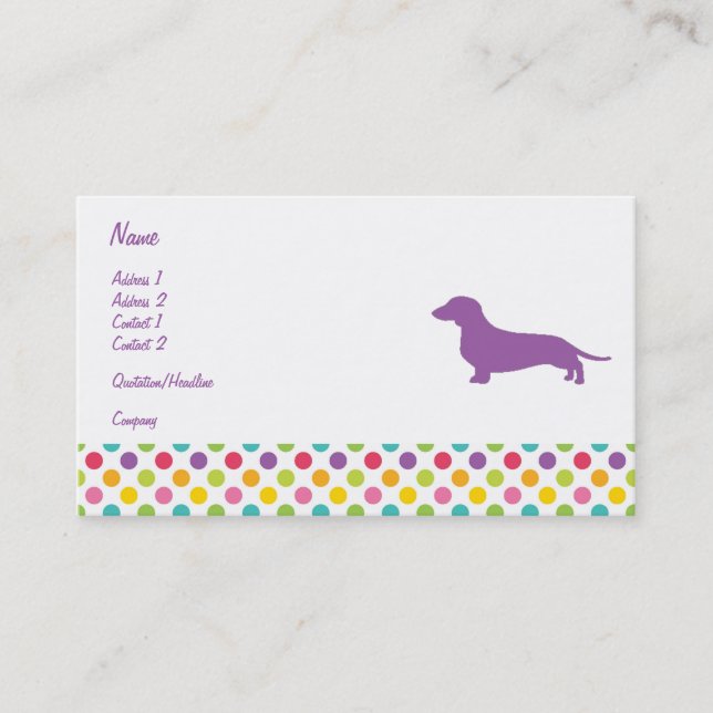 Carte de visite coloré de Dachshund (Devant)