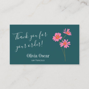 Carte De Visite Coloré Moderne rose Turquoise Vert Merci Floral