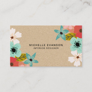 Carte De Visite Coloré Nature Inspiré Fleur Shop Rustique