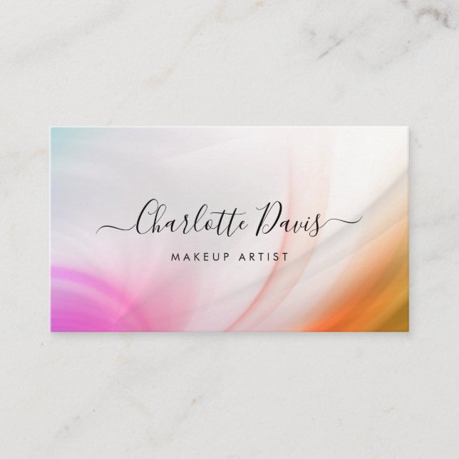 Carte De Visite Coloré Pastel Waves Black Script (Devant)