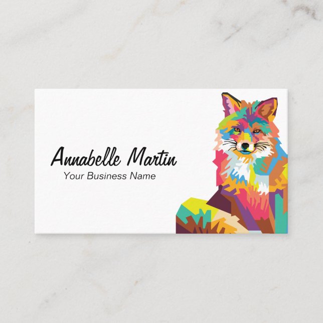 Carte De Visite Coloré Pop Art Fox (Devant)