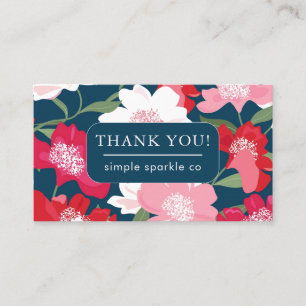 Carte De Visite Coloré Rouge Floral Business Merci Qr Code