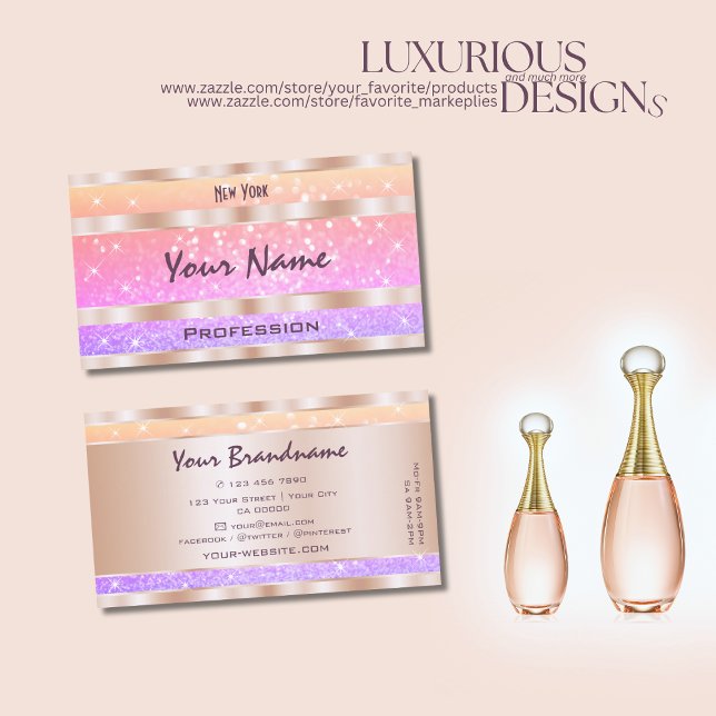 Carte De Visite Colorée Pastel Rainbow Parties scintillant Étoiles (Créateur téléchargé)