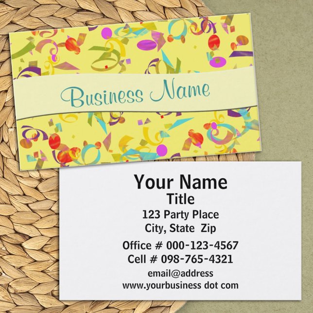 Carte De Visite Colorful Confetti Toss Arrière - plan Event Planne (business card front and back design)