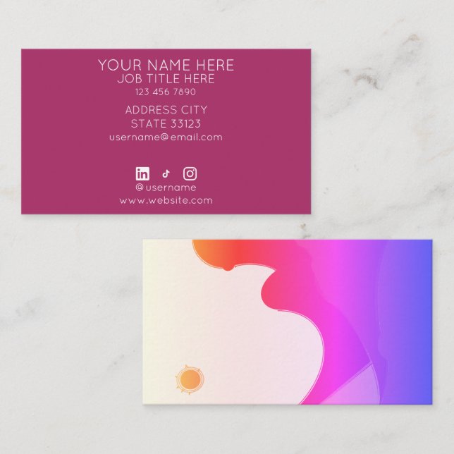 Carte De Visite Colorful Sunset (Devant / Derrière)
