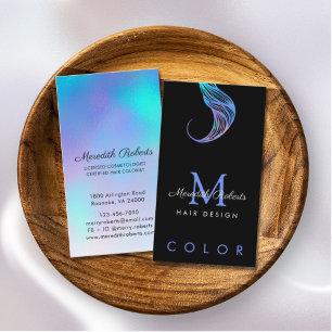 Carte De Visite Coloriste capillaire Stylist Opal Blue on Black Mo