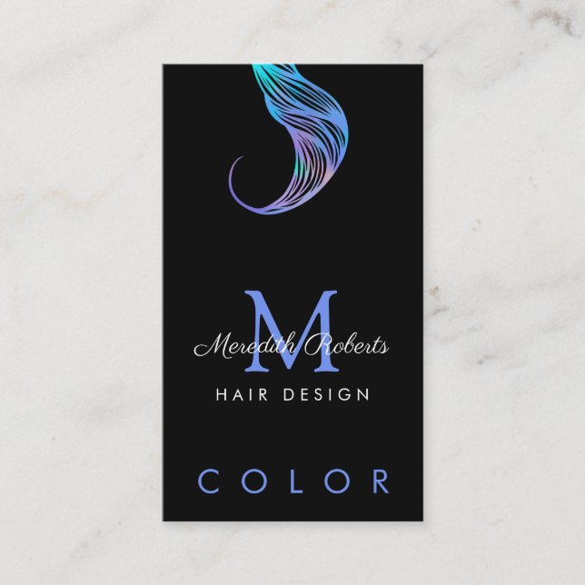 Carte De Visite Coloriste des cheveux Styliste Opal bleu QR Code M (Devant)