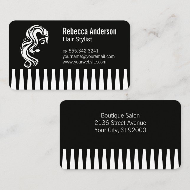 Carte De Visite Comb | Les cheveux et la beauté des femmes (Devant / Derrière)