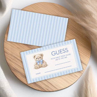 Carte De Visite Combien d'ours en peluche à rayures bleues Jeu de 
