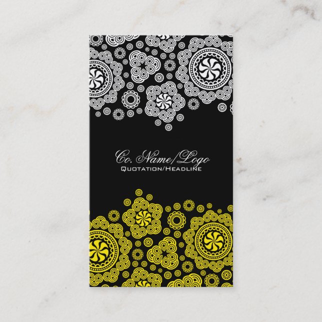 Carte De Visite Combo Motif de cercles jaunes et blancs (Devant)