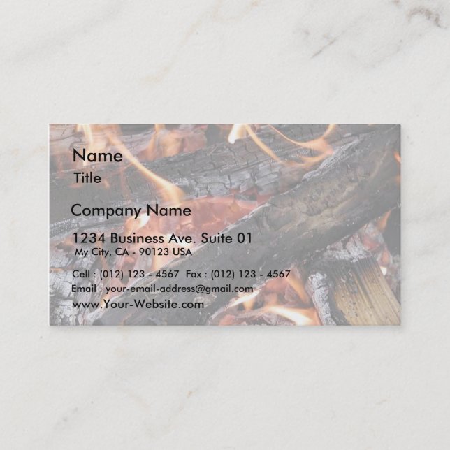 Carte De Visite Combustion en bois de flammes des feux (Devant)
