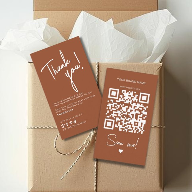 Carte De Visite Commande en terre cuite moderne merci code QR (Créateur téléchargé)
