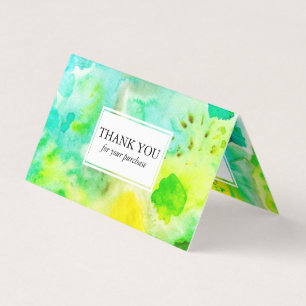 Carte De Visite Commande Merci aquarelle couleur vert plissé