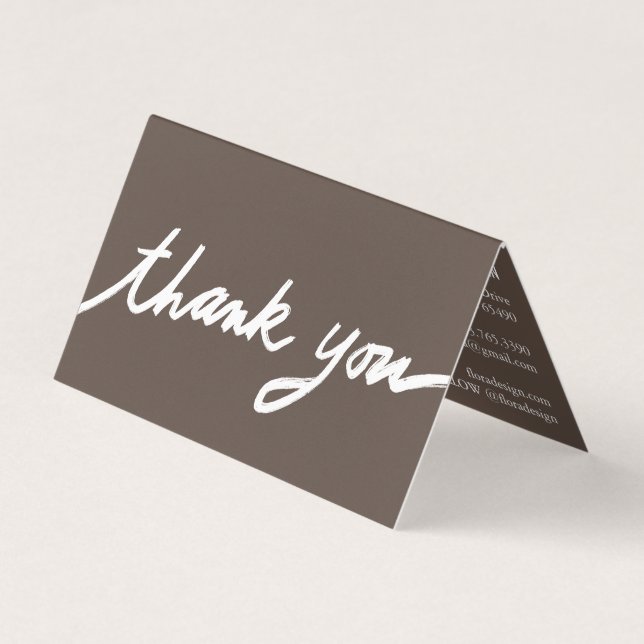 Carte De Visite Commande Merci personnalisé Script neutre plié (Devant)
