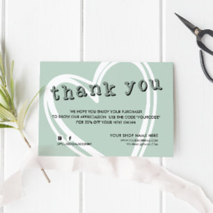 Carte De Visite Commande moderne INSERT tendance merci Sage green