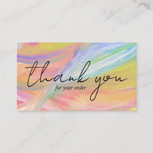 Carte De Visite Commander MERCI Pretty Minimalist Pastel Rainbow (Devant)