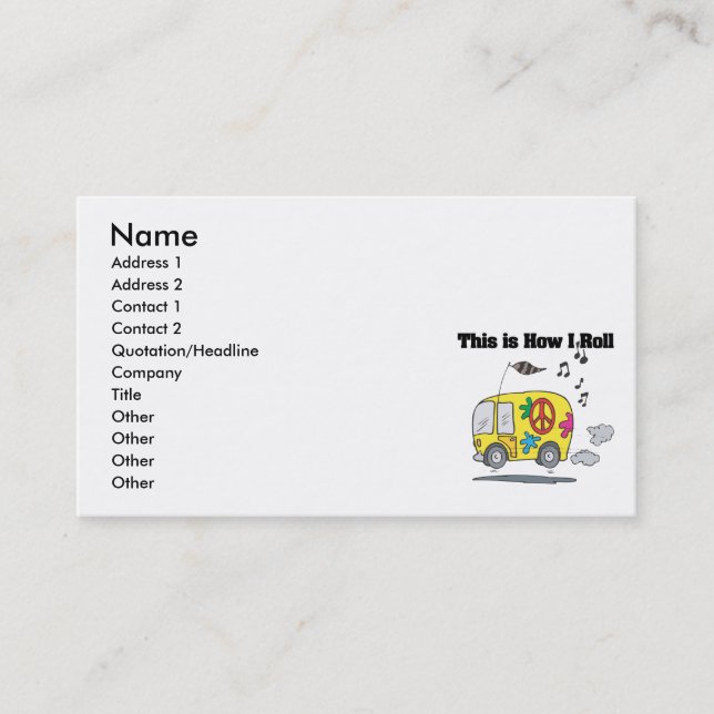 Carte De Visite Comment je roule (Hippie Van) (Devant)