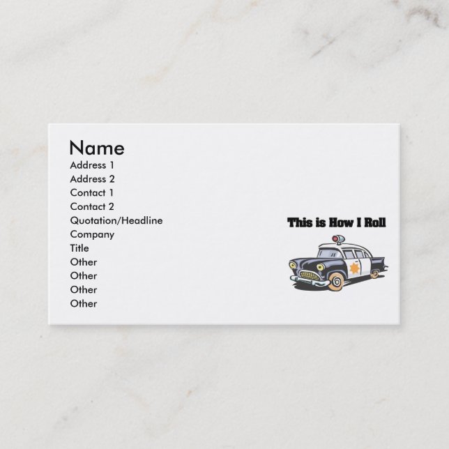 Carte De Visite Comment je roule (Police/Cop Car) (Devant)