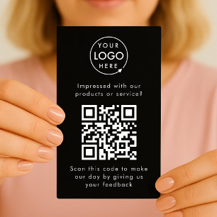 Carte De Visite Commentaires clients QR Code Black Business Revi