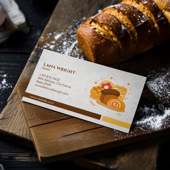 Carte De Visite Commerce de boulangerie moderne | Brown élégant (Créateur téléchargé)
