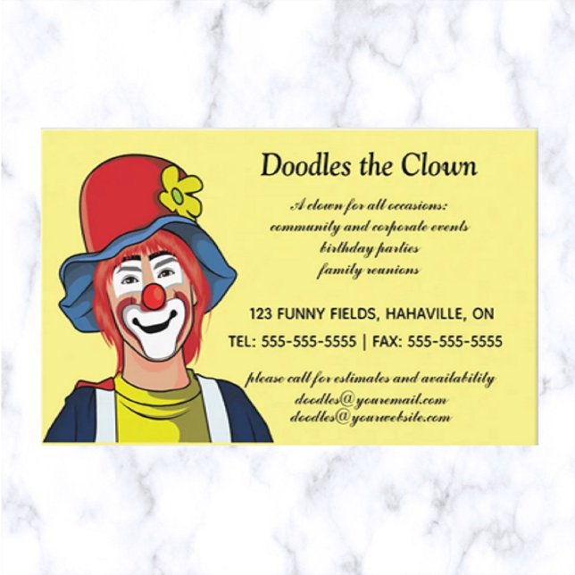 Carte De Visite Commerce de clown de fête modifiable (Créateur téléchargé)
